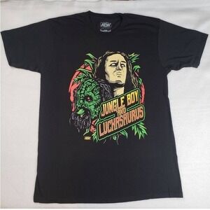 AEW Jungle Boy and Luchasaurus T-Shirt Mens Large Black Graphic Tee Wrestling